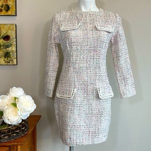 NWT CBR Chic Boutique Tweed Light Pink Dress Size M